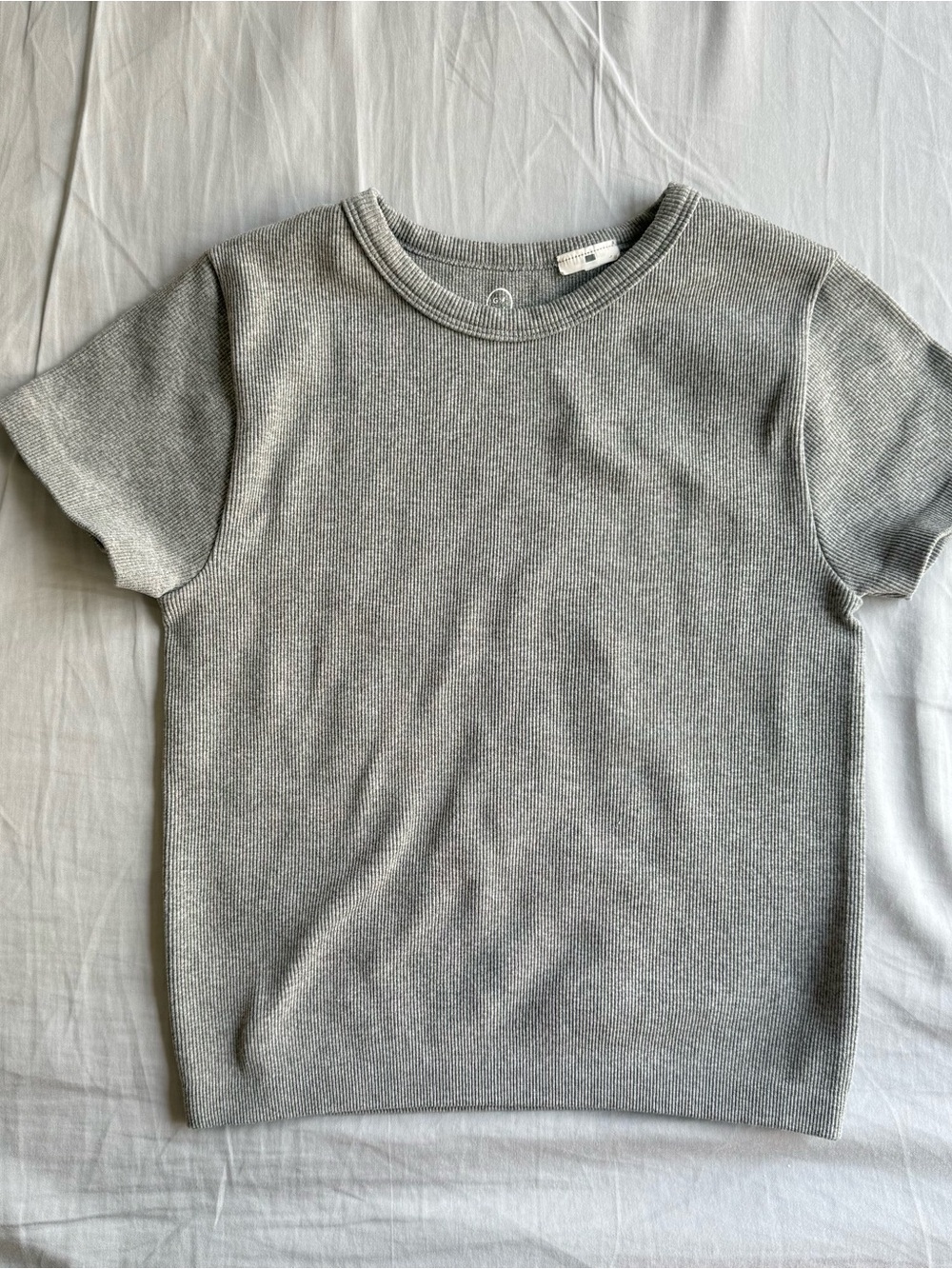Hollister Light Gray Ribbed Short Sleeve Top
